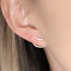 Bauble Bar Double Bar Ear Jacket CZ Stone Earrings